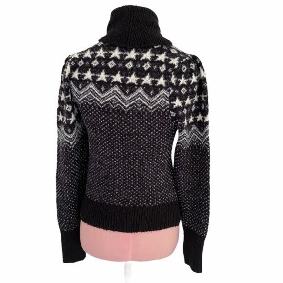 Free People Love Notes Black and White Star Printed Sweater Size Small N… - Picture 7 of 10